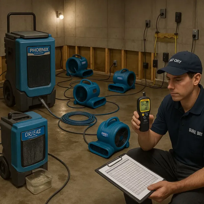 Structural Drying and Dehumidification process in Lillington, NC